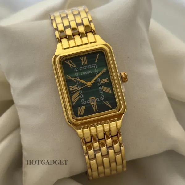 Fossil-Raquel (Analog Watch) – Green Dial / Gold Strap