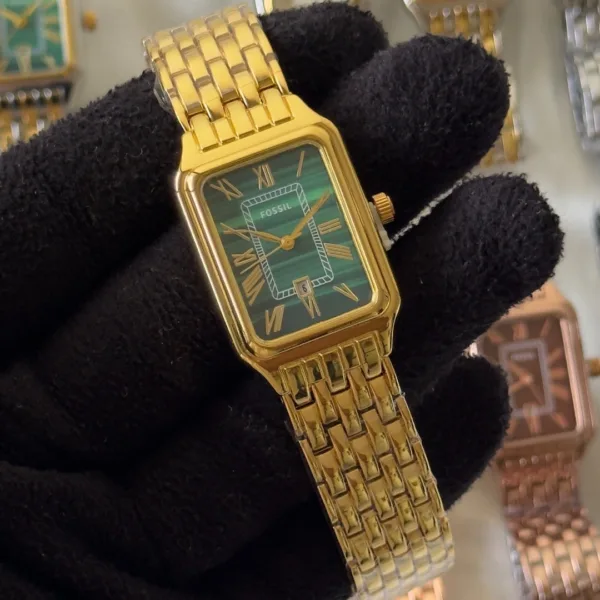 Fossil-Raquel (Analog Watch) – Green Dial / Gold Strap