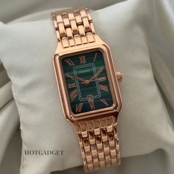 Fossil-Raquel (Analog Watch) – Green Dial / Rose Gold Strap