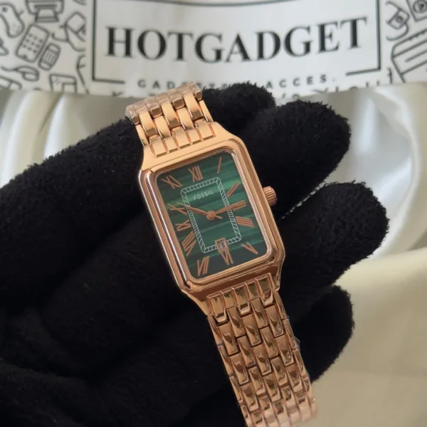 Fossil-Raquel (Analog Watch) – Green Dial / Rose Gold Strap