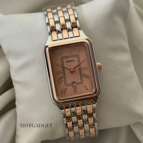 Fossil-Raquel (Analog Watch) – Rose Gold Dial / Rose Gold & Silver Strap