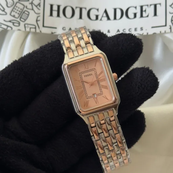 Fossil-Raquel (Analog Watch) – Rose Gold Dial / Rose Gold & Silver Strap