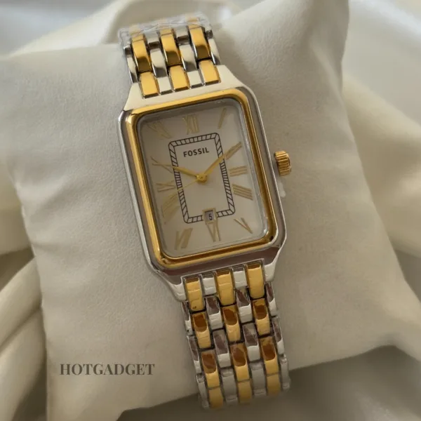 Fossil-Raquel (Analog Watch) – White Dial / Gold & Silver Strap