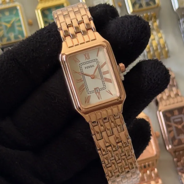 Fossil-Raquel (Analog Watch) – White Dial / Rose Gold Strap