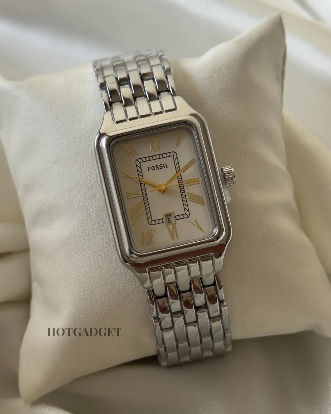 Fossil-Raquel (Analog Watch) Fossil-Raquel (Analog Watch) – White Dial / Silver Strap – Gold Numerals