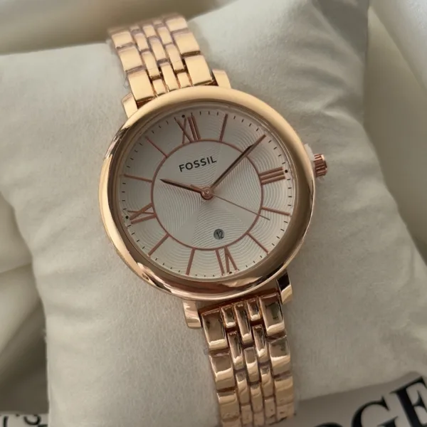 Fossil-RF315 (Analog Watch) – White Dial / Rose Gold Strap