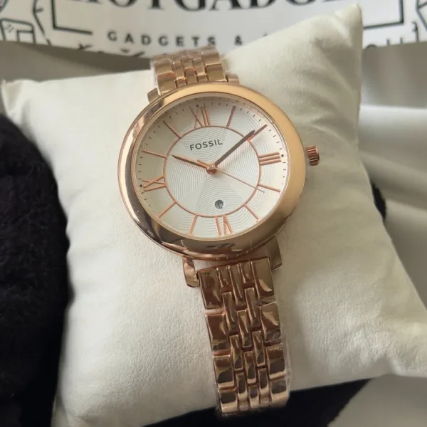 Fossil-RF315 (Analog Watch) – White Dial / Rose Gold Strap