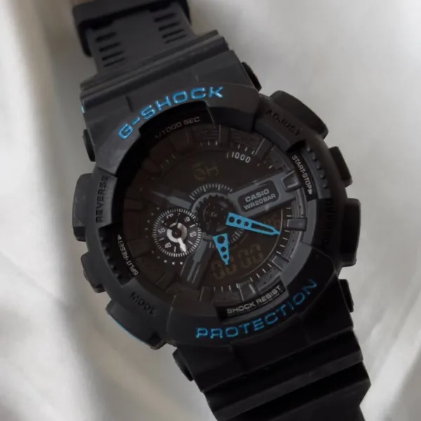 GShock-GA-11011B (Analog Digital Watch) – Black – Blue Accents