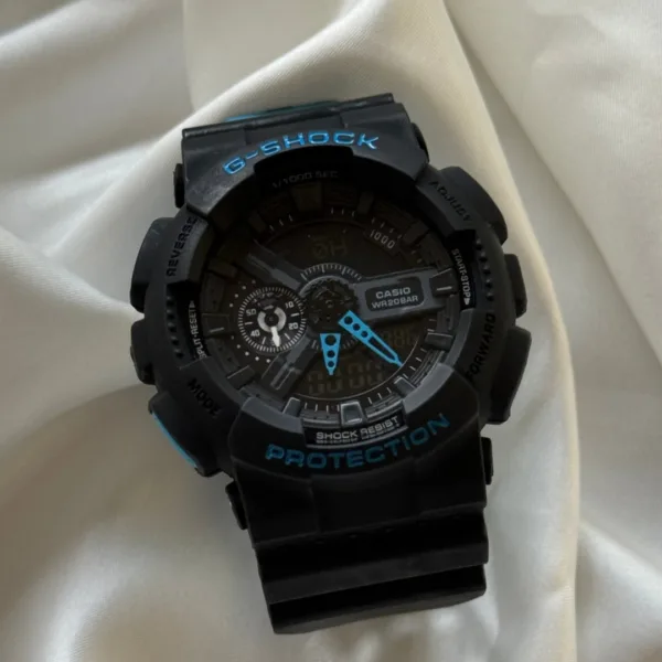 GShock-GA-11011B (Analog Digital Watch) – Black – Blue Accents
