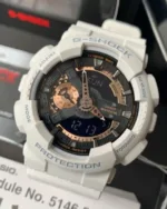 GShock-GA-110GB (Analog Digital Watch) – Black Dial / White Strap