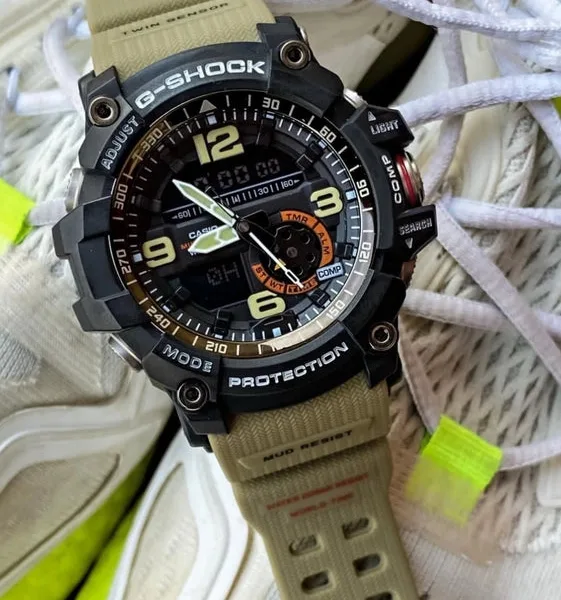 GShock-Mudmaster GG-1000 (Analog Digital Watch) – Black Dial / Beige Strap