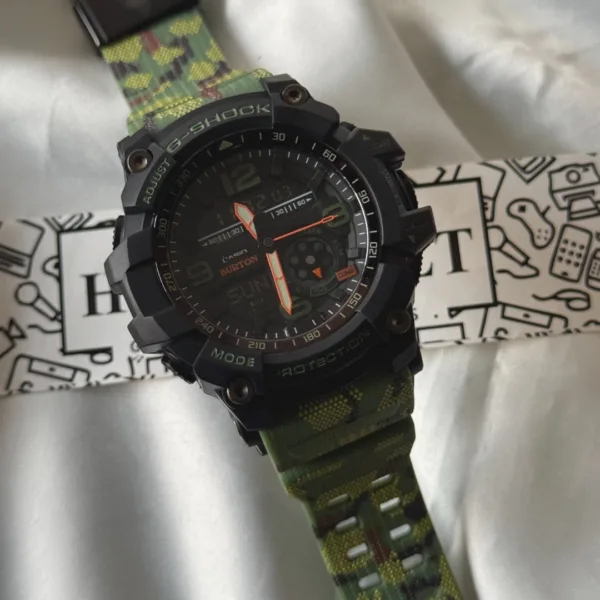 GShock-Mudmaster GG-1000 (Analog Digital Watch) – Black Dial / Green Camo Strap