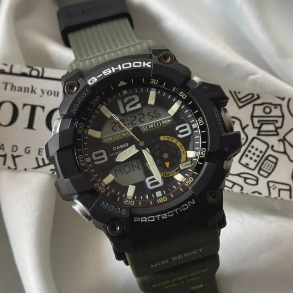 GShock-Mudmaster GG-1000 (Analog Digital Watch) – Black Dial / Olive Green Strap