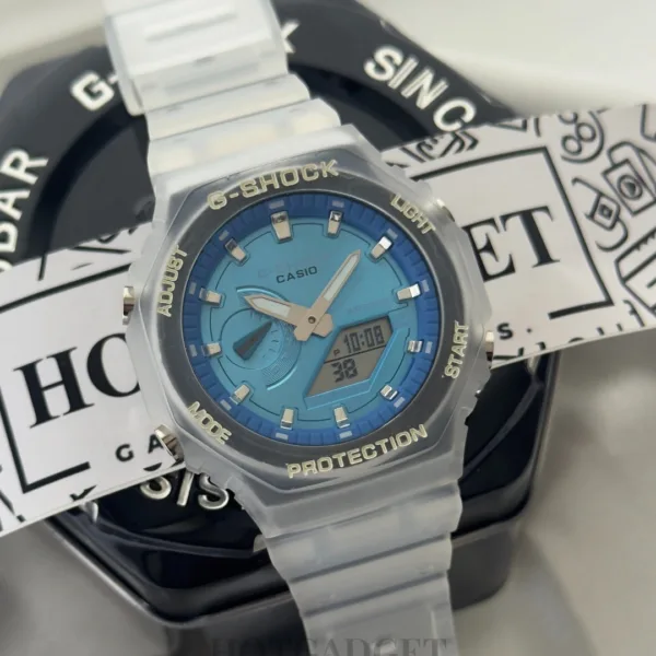 GShock-GA-2100BM (Analog Digital Watch) – Sky Blue Dial / Transparent Strap