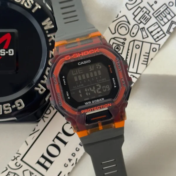 GShock-GBD-200SM (Digital Watch) – Black Dial / Grey Strap – Orange Bezel