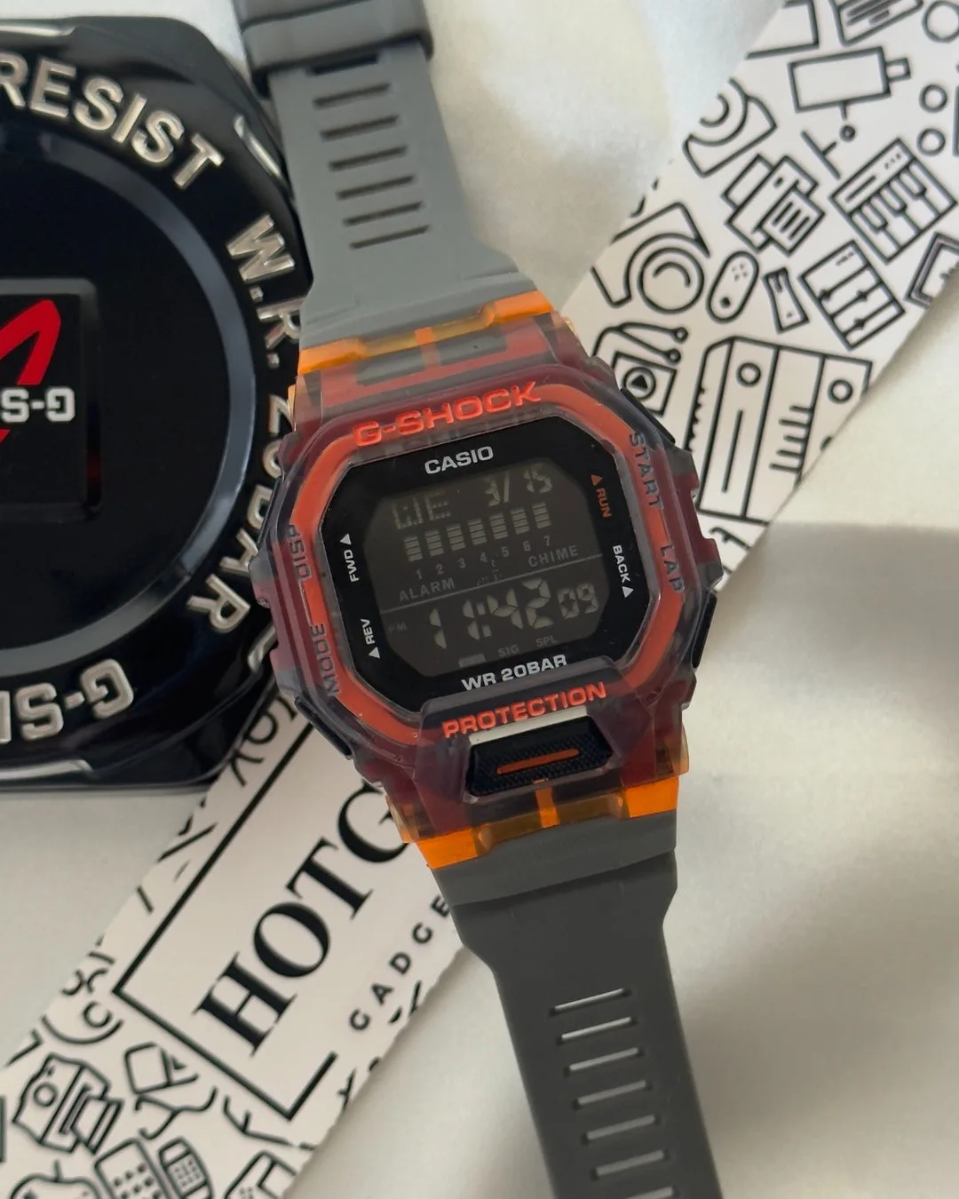 GShock-GBD-200SM (Digital Watch) GShock-GBD-200SM (Digital Watch) – Black Dial / Grey Strap – Orange Bezel