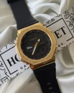 GShock-GM-2100 (Analog Digital Watch) – Black Dial / Black Strap – Gold Bezel