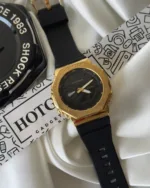GShock-GM-2100 (Analog Digital Watch) – Black Dial / Black Strap – Gold Bezel