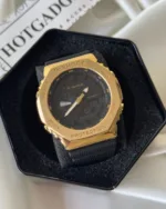GShock-GM-2100 (Analog Digital Watch) – Black Dial / Black Strap – Gold Bezel