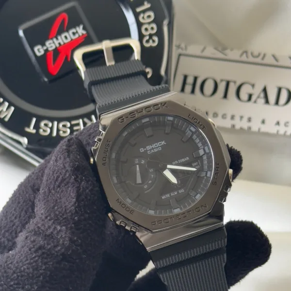 GShock-GM-2100 (Analog Digital Watch) – Black Dial / Black Strap – Gunmetal Bezel