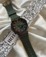 GShock-GM-2100 (Analog Digital Watch) – Dark Green – Rainbow Markers