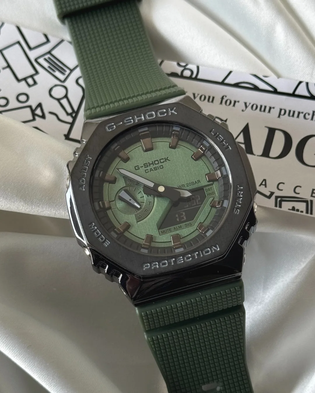 GShock-GM-2100 (Analog Digital Watch) GShock-GM-2100 (Analog Digital Watch) – Mint Green Dial / Dark Green Strap