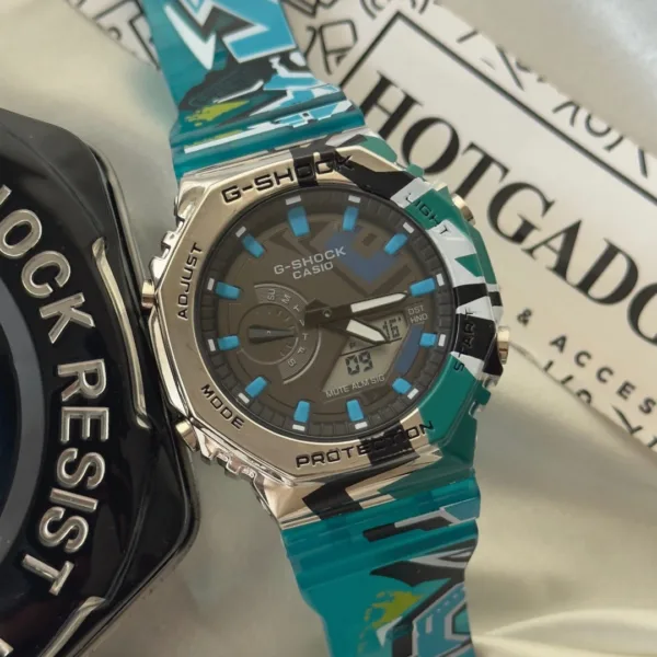 GShock-GM-2100SS (Analog Digital Watch) – Grey Dial / Aqua Blue Strap