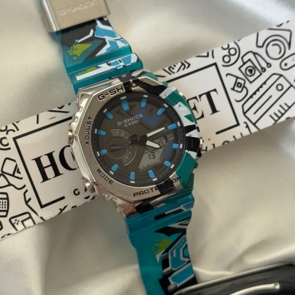 GShock-GM-2100SS (Analog Digital Watch) – Grey Dial / Aqua Blue Strap