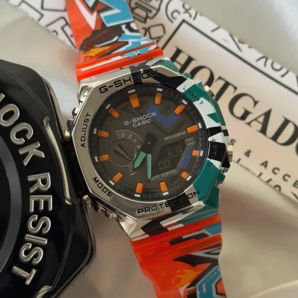 GShock-GM-2100SS (Analog Digital Watch) – Grey Dial / Orange Strap