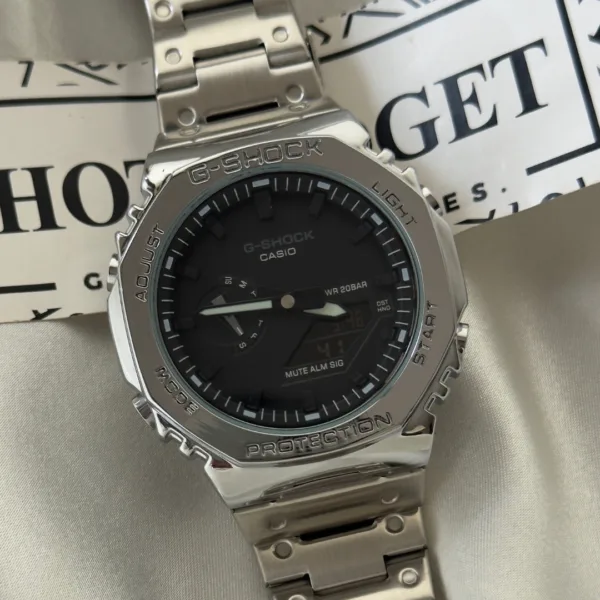 GShock-GM2100 (Analog Digital Watch) – Black Dial / Silver Strap