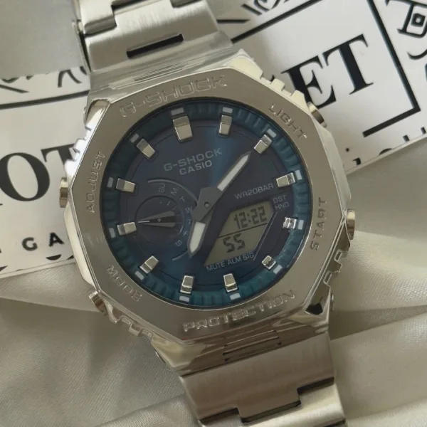 GShock-GM2110D (Analog Digital Watch) – Blue Dial / Silver Strap