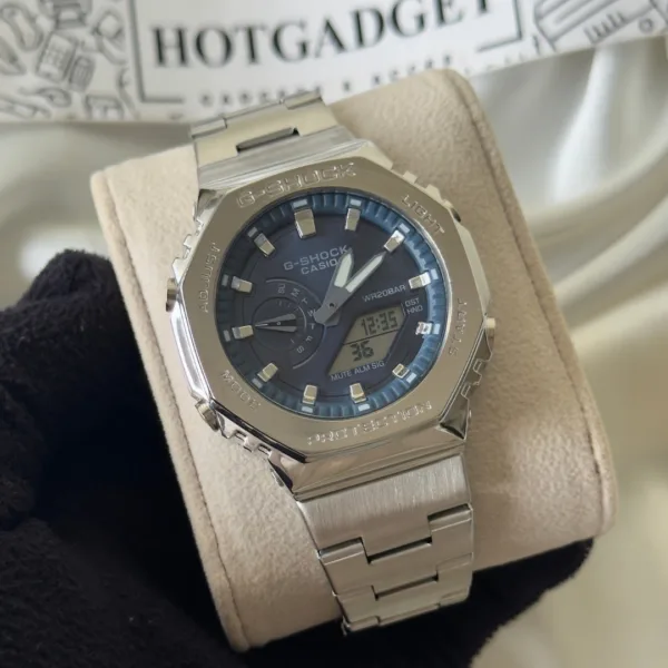 GShock-GM2110D (Analog Digital Watch) – Blue Dial / Silver Strap