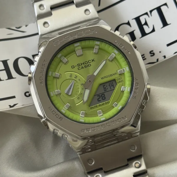 GShock-GM2110D (Analog Digital Watch) – Green Dial / Silver Strap