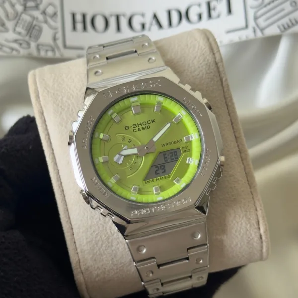 GShock-GM2110D (Analog Digital Watch) – Green Dial / Silver Strap