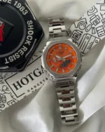 GShock-GM2110D (Analog Digital Watch) – Orange Dial / Silver Strap
