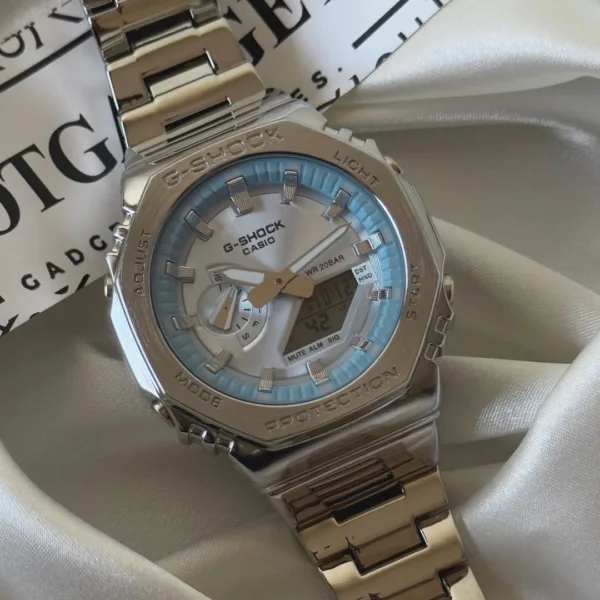 GShock-GM2110D (Analog Digital Watch) – Sky Blue Dial / Silver Strap