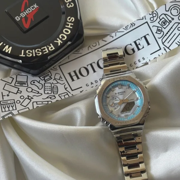 GShock-GM2110D (Analog Digital Watch) – Sky Blue Dial / Silver Strap
