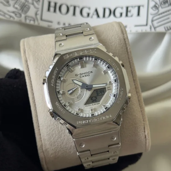 GShock-GM2110D (Analog Digital Watch) – White Dial / Silver Strap