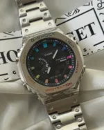 GShock-GMB2100D (Analog Digital Watch) – Black Dial / Silver Strap – Rainbow Markers
