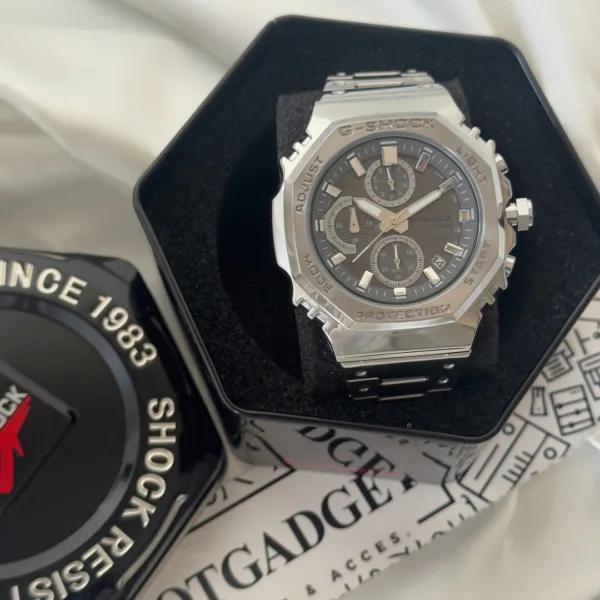 GShock-GMCB2100 (Analog Digital Watch) – Black Dial / Silver Strap