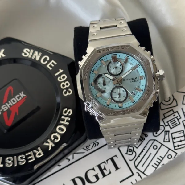GShock-GMCB2100 (Analog Digital Watch) – Mint Blue Dial / Silver Strap