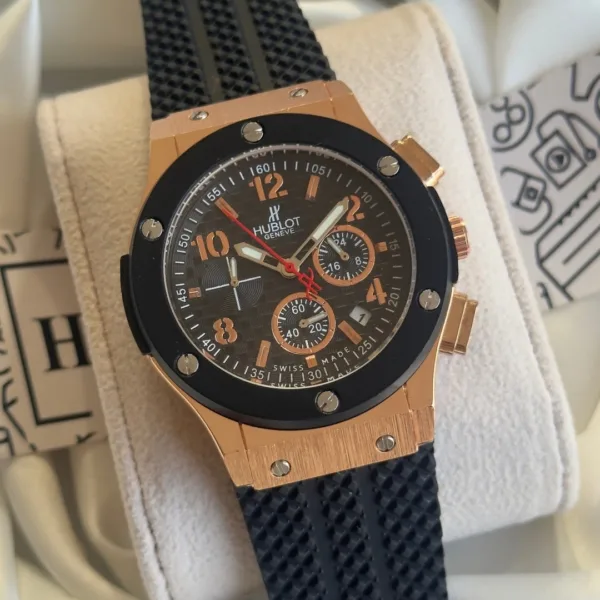HBT Big Bang - (Analog Watch) – Black Dial / Black Strap – Rose Gold Case
