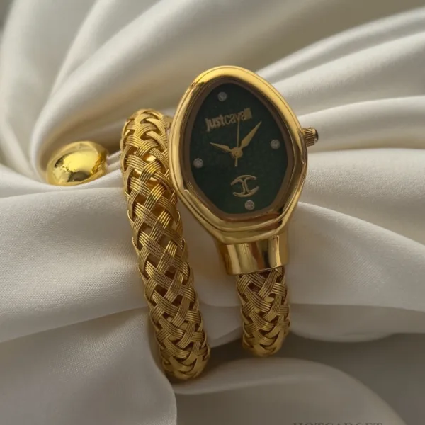 Just c. Snake (Analog Watch) – Green Dial / Gold Strap