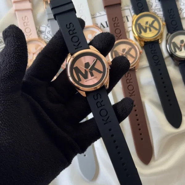 MK Janelle 7313 (Chronograph Watch) – Rose Gold Dial / Black Strap