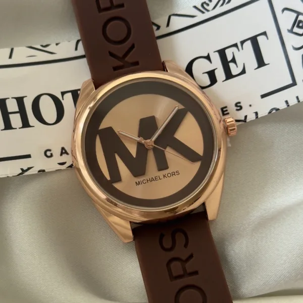 MK Janelle 7139 (Chronograph Watch) – Rose Gold Dial / Brown Strap