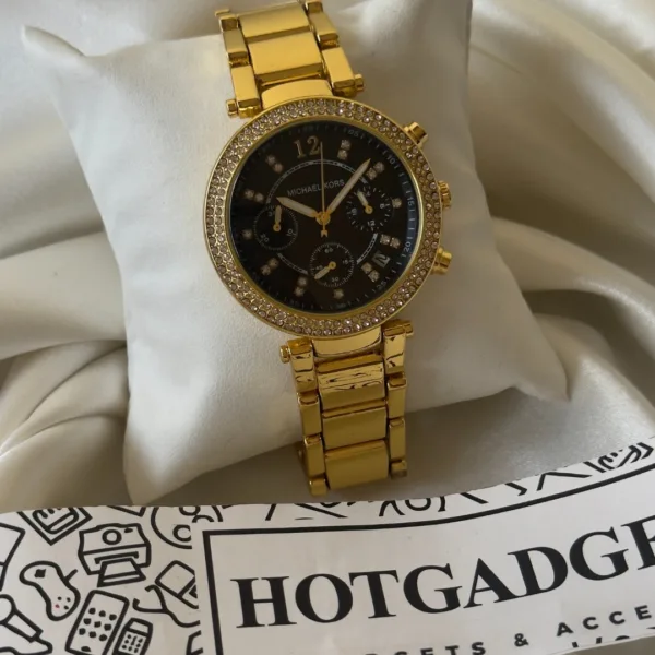 MK Parker 5896 (Chronograph Watch) – Black Dial / Gold Strap