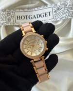 MK Parker 5896 (Chronograph Watch) – White Dial / Rose Gold & Pink Strap