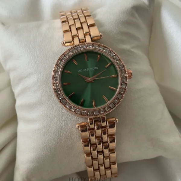 MK Petite 3832 (Analog Watch) – Green Dial / Rose Gold Strap