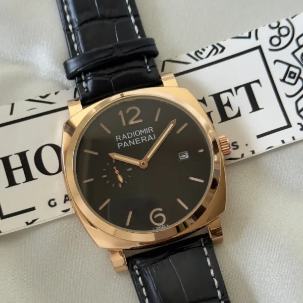 PNRAI Radiomir 1940 (Chronograph Watch) – Black Dial / Black Strap – Rose Gold Case