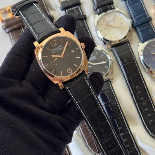PNRAI Radiomir 1940 (Chronograph Watch) – Black Dial / Black Strap – Rose Gold Case